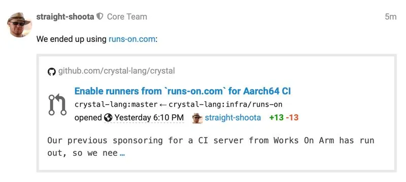 Crystal lang uses RunsOn