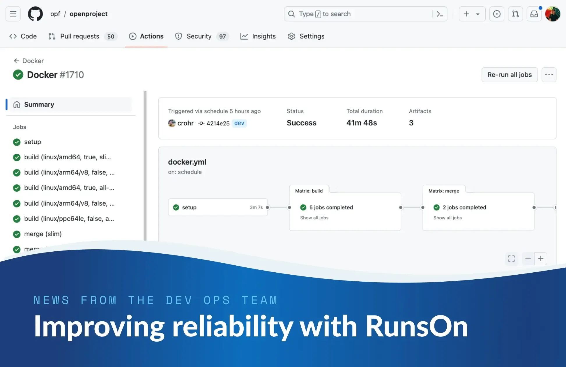 OpenProject uses RunsOn