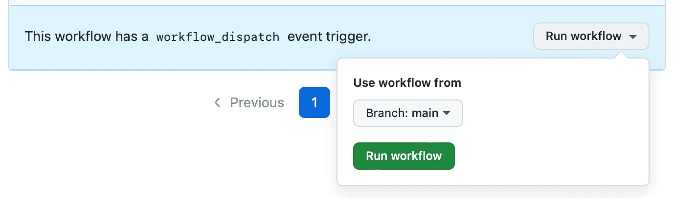 Workflow dispatch trigger